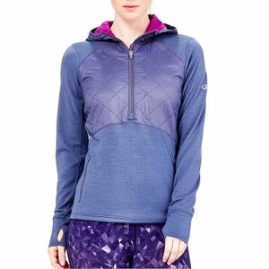 Icebreaker Ellipse Half Zip Hood Long Sleeve Pullover Sz Small Slate Blue